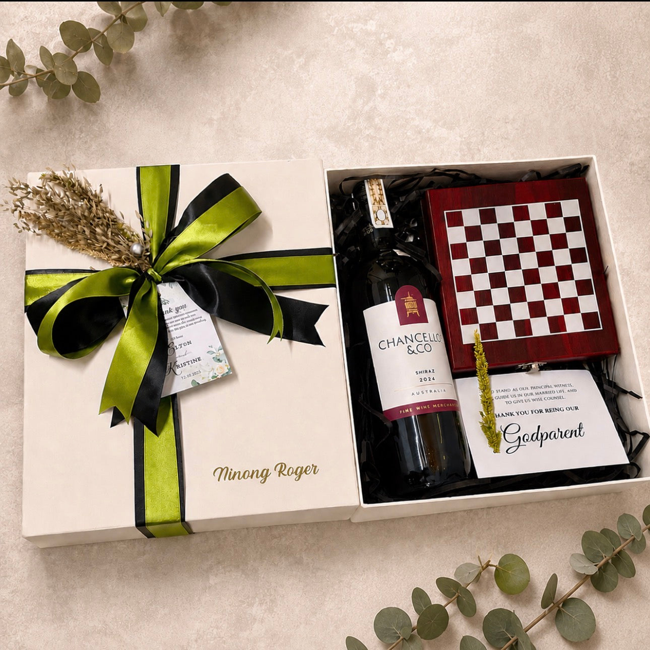 Wine with Chessboard & tools gift set
