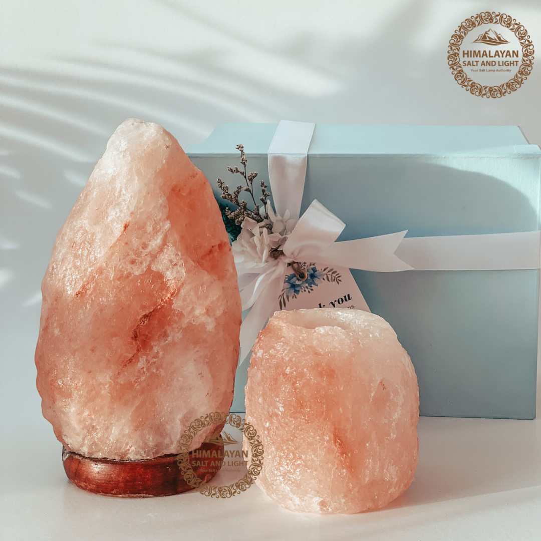 GS12 - Himalayan Lamp with Candle Holder Gift Set