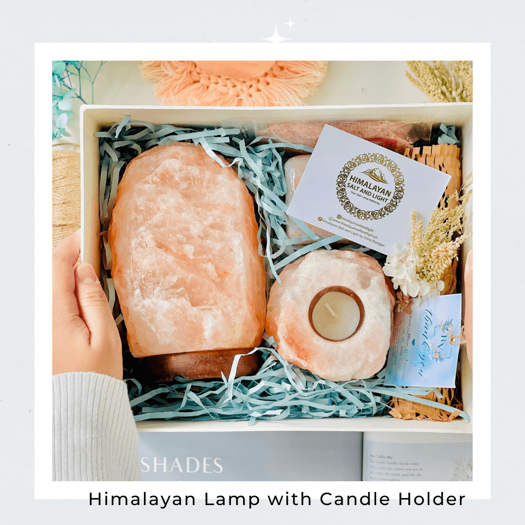 GS12 - Himalayan Lamp with Candle Holder Gift Set