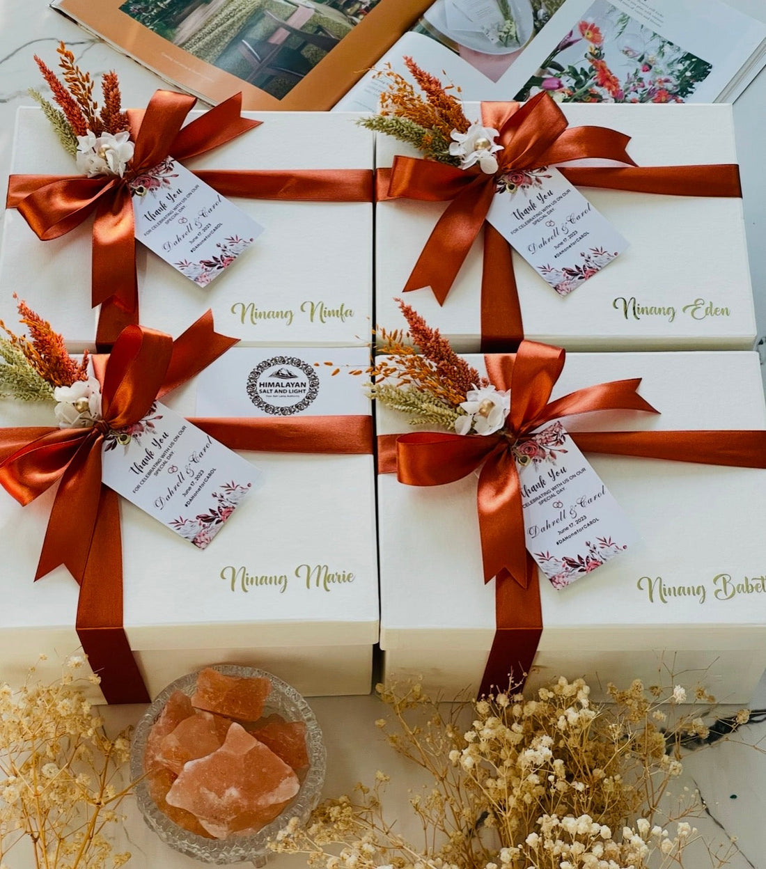 Rust Orange wedding souvenir gift sets Philippines - Himalayan Salt and Light Ph