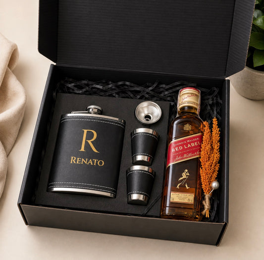 ( Pre order ) Customized Flask with small Red Label small