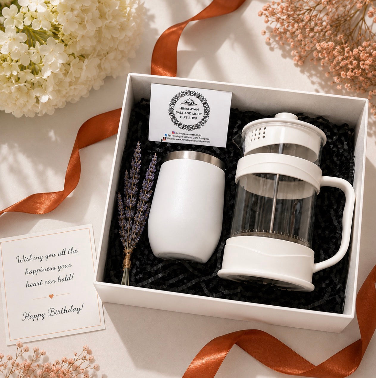MS1 - White Coffee Press with Mug Gift Set