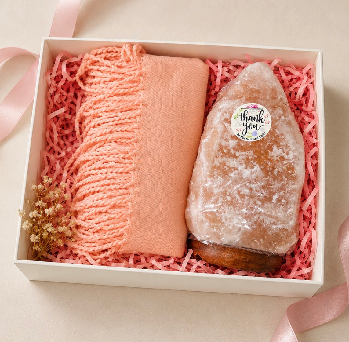 Gift Box of Himalayan Lamp with Cashmere Scarf